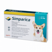 Simparica 40 мг. - дъвчащи таблетки за кучета с тегло 10 - 20 кг. / кутия 3 броя / /лекарства/